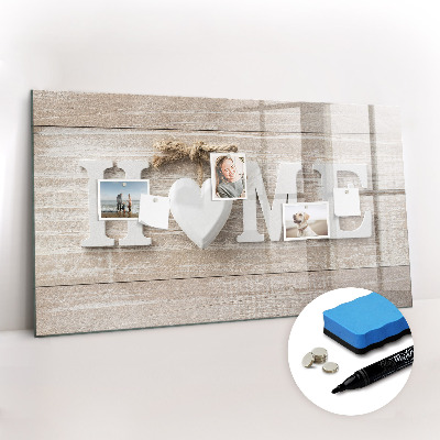 Beschrijfbaar magneetbord van glas met design Het opschrift "huis"