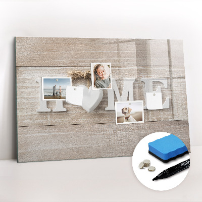 Beschrijfbaar magneetbord van glas met design Het opschrift "huis"