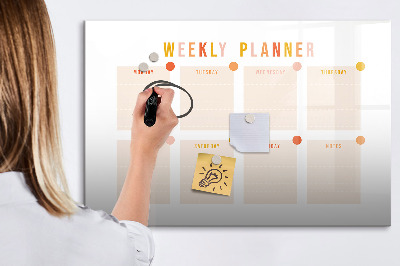 Uitwisbaar glazen planbord met magnetische functie Wekelijkse planner