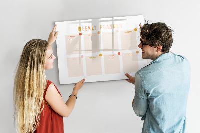 Uitwisbaar glazen planbord met magnetische functie Wekelijkse planner