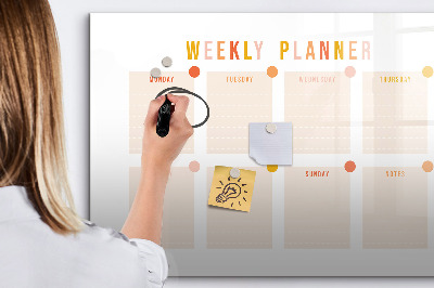 Uitwisbaar glazen planbord met magnetische functie Wekelijkse planner