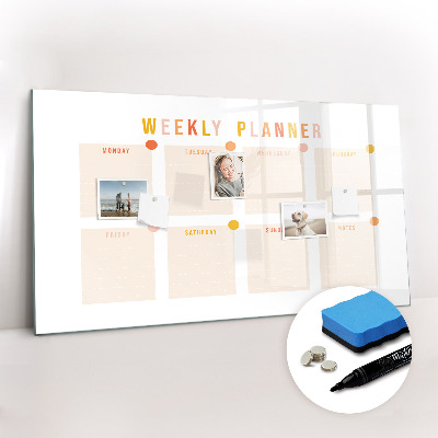 Uitwisbaar glazen planbord met magnetische functie Wekelijkse planner