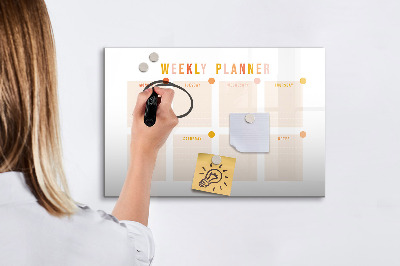 Uitwisbaar glazen planbord met magnetische functie Wekelijkse planner