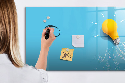 Beschrijfbaar magneetbord van glas met design Tekening van een gloeilamp