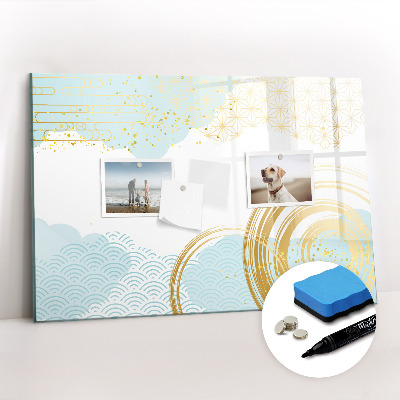 Beschrijfbaar magneetbord van glas met design Decoratief patroon