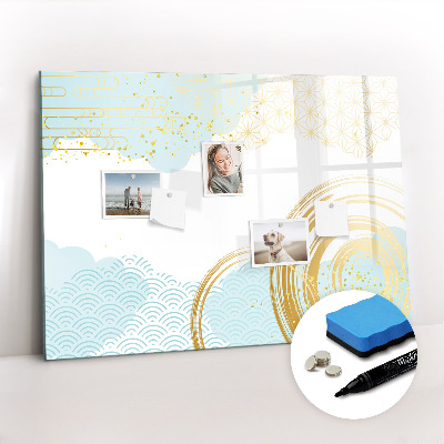 Beschrijfbaar magneetbord van glas met design Decoratief patroon