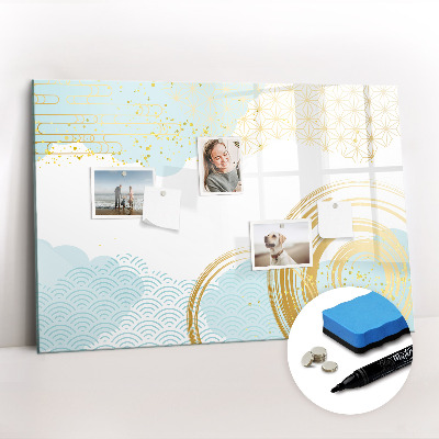 Beschrijfbaar magneetbord van glas met design Decoratief patroon