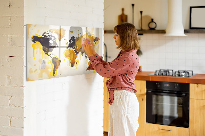 Beschrijfbaar magneetbord van glas met design Abstracte wereldkaart