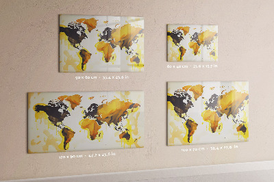 Beschrijfbaar magneetbord van glas met design Abstracte wereldkaart