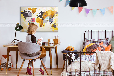 Beschrijfbaar magneetbord van glas met design Abstracte wereldkaart