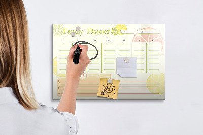 Beschrijfbaar magneetbord van glas met design Gezinsplanner