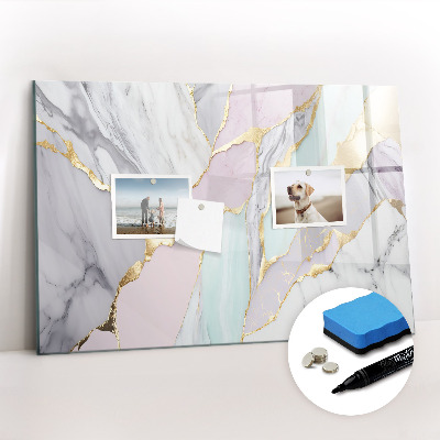 Beschrijfbaar magneetbord van glas met design Marmerpatroon