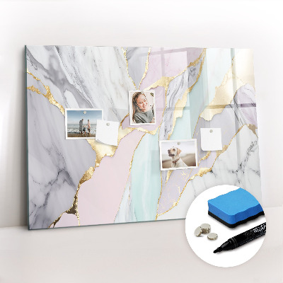Beschrijfbaar magneetbord van glas met design Marmerpatroon