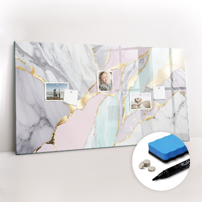 Beschrijfbaar magneetbord van glas met design Marmerpatroon