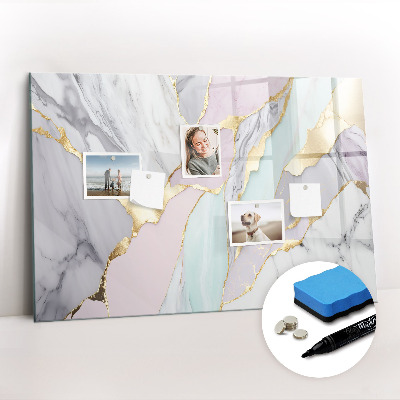 Beschrijfbaar magneetbord van glas met design Marmerpatroon