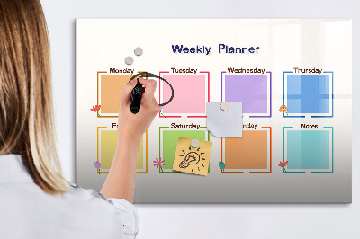 Uitwisbaar glazen planbord met magnetische functie Wekelijkse planner