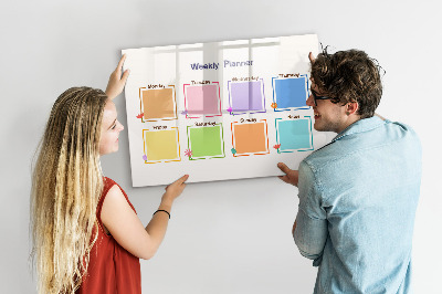 Uitwisbaar glazen planbord met magnetische functie Wekelijkse planner