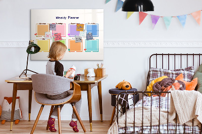 Uitwisbaar glazen planbord met magnetische functie Wekelijkse planner
