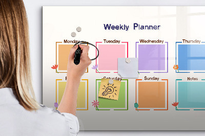 Uitwisbaar glazen planbord met magnetische functie Wekelijkse planner