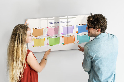 Uitwisbaar glazen planbord met magnetische functie Wekelijkse planner