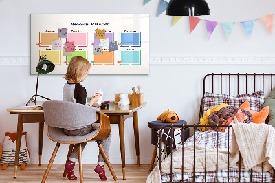 Uitwisbaar glazen planbord met magnetische functie Wekelijkse planner