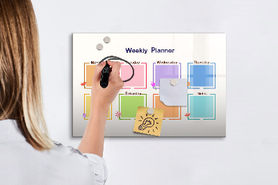 Uitwisbaar glazen planbord met magnetische functie Wekelijkse planner