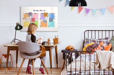 Uitwisbaar glazen planbord met magnetische functie Wekelijkse planner