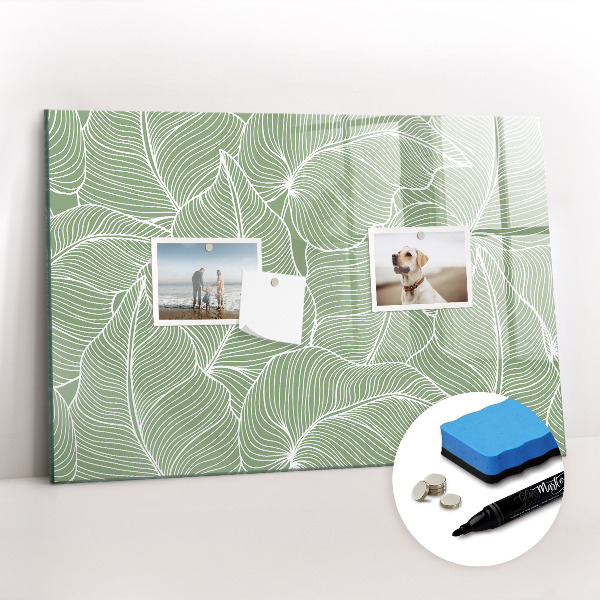 Uitwisbaar glazen planbord met magnetische functie Bladeren natuurpatroon