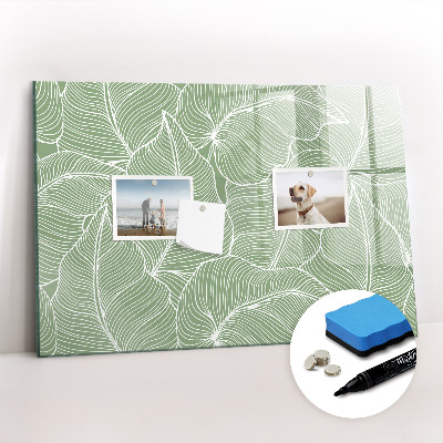 Uitwisbaar glazen planbord met magnetische functie Bladeren natuurpatroon