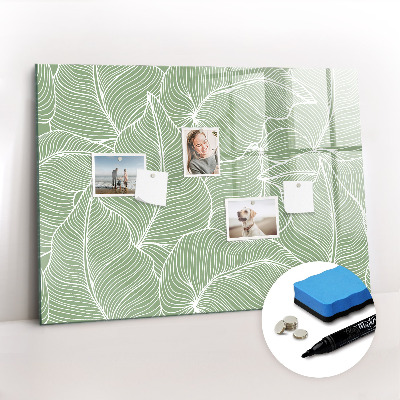 Uitwisbaar glazen planbord met magnetische functie Bladeren natuurpatroon