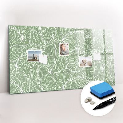 Uitwisbaar glazen planbord met magnetische functie Bladeren natuurpatroon