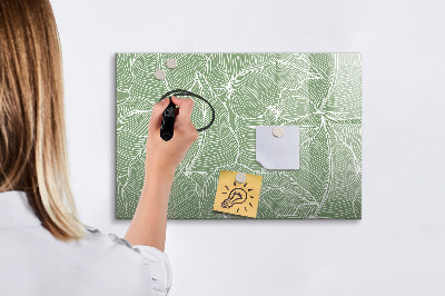 Uitwisbaar glazen planbord met magnetische functie Bladeren natuurpatroon
