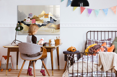 Beschrijfbaar magneetbord van glas met design Bergen abstractie
