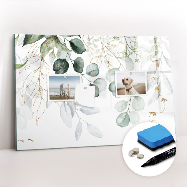 Beschrijfbaar magneetbord van glas met design Hangplanten