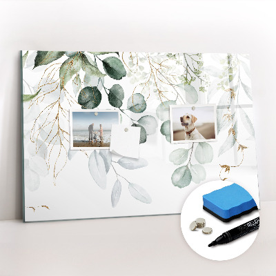Beschrijfbaar magneetbord van glas met design Hangplanten