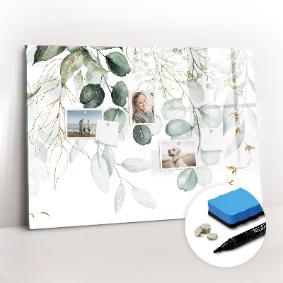 Beschrijfbaar magneetbord van glas met design Hangplanten
