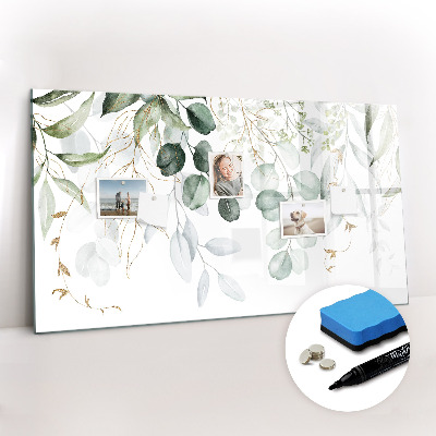 Beschrijfbaar magneetbord van glas met design Hangplanten
