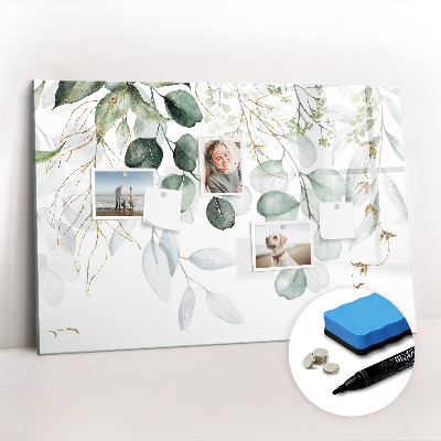 Beschrijfbaar magneetbord van glas met design Hangplanten