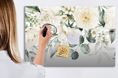Magnetisch planbord voor de muur van bedrukt glas Bloemen
