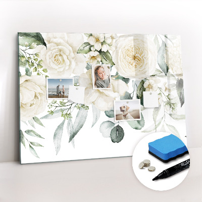 Magnetisch planbord voor de muur van bedrukt glas Bloemen