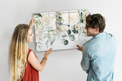 Magnetisch planbord voor de muur van bedrukt glas Bloemen