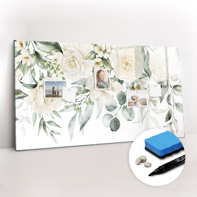 Magnetisch planbord voor de muur van bedrukt glas Bloemen