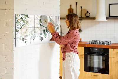Magnetisch planbord voor de muur van bedrukt glas Bloemen