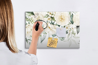 Magnetisch planbord voor de muur van bedrukt glas Bloemen