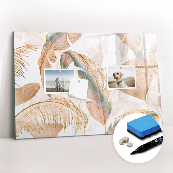 Beschrijfbaar magneetbord van glas met design Natuurbladpatroon