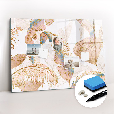 Beschrijfbaar magneetbord van glas met design Natuurbladpatroon