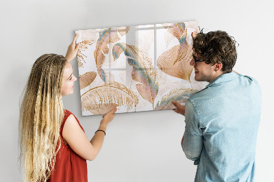 Beschrijfbaar magneetbord van glas met design Natuurbladpatroon