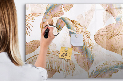 Beschrijfbaar magneetbord van glas met design Natuurbladpatroon