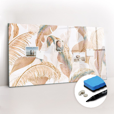 Beschrijfbaar magneetbord van glas met design Natuurbladpatroon