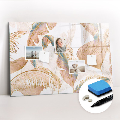 Beschrijfbaar magneetbord van glas met design Natuurbladpatroon